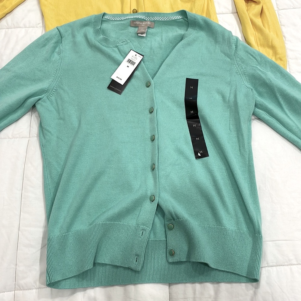 Banana republic spring cardigan medium yellow and mint